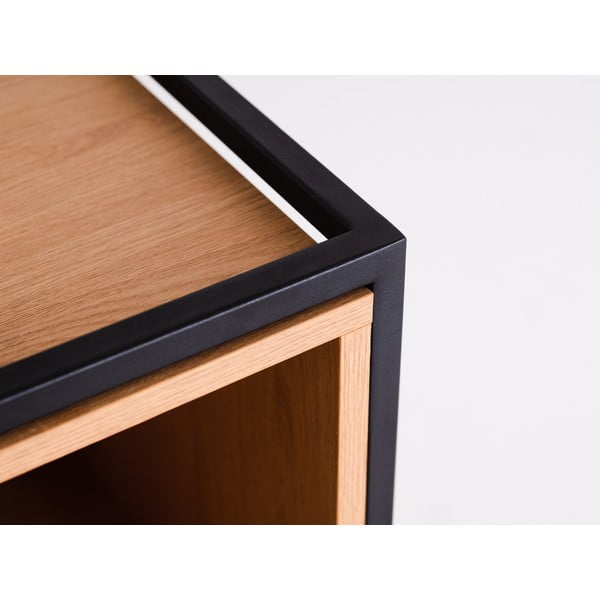 Fekete könyvespolc tölgyfa dekorral 88x60 cm Skap - CustomForm-image-2