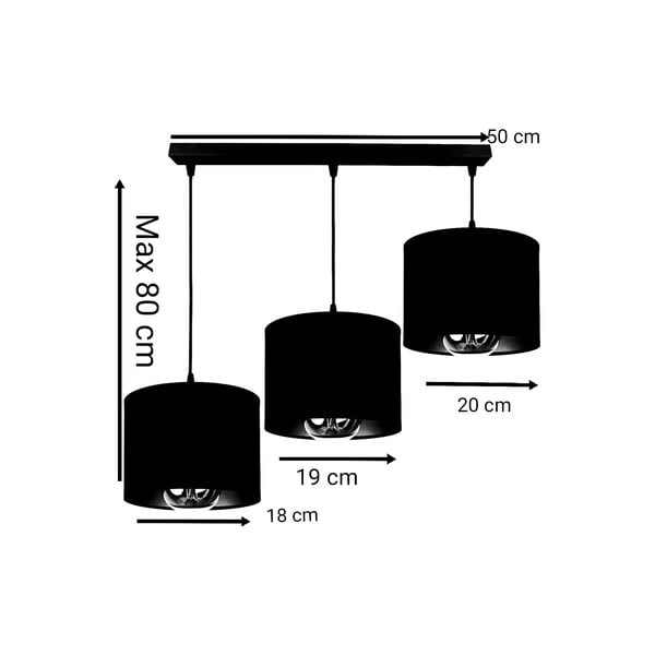 Fekete-kék függőlámpa 50x80 cm 3 - Magenta Home-image-1