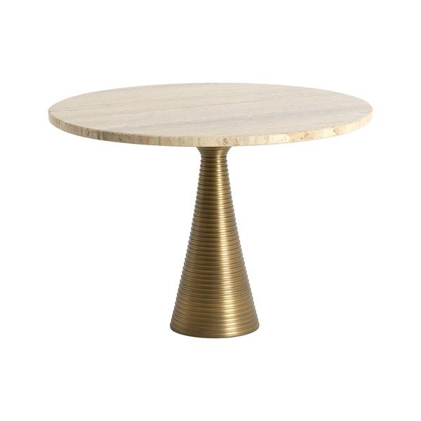 Bronzszínű-világos natúr színű kerek dohányzóasztal kő asztallappal ø 50 cm Bahia – Light & Living