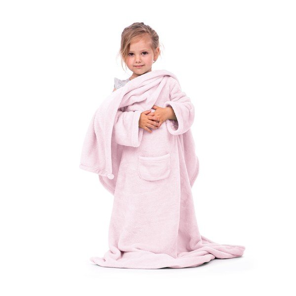 Lazykids rózsaszín gyermek TV-nézős takaró ujjakkal - DecoKing-image-2