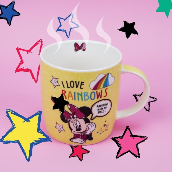 Mouse Minnie I Love Ranbows kerámiabögre, 400 ml - Disney