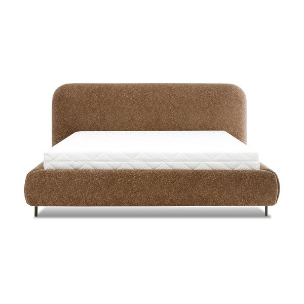 Okkersárga kárpitozott ágyneműtartós franciaágy ágyráccsal 140x200 cm Pointt – ELTAP-image-3