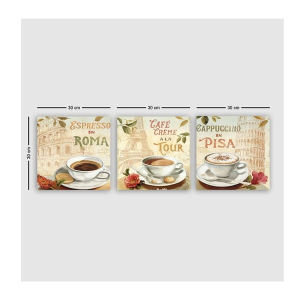 Kép szett 3 db-os 30x30 cm Italy – Wallity-image-2