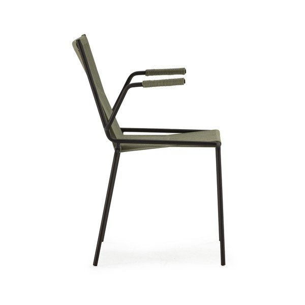 Zöld fém karfás-rakásolható étkezőszék szett 2 db-os Emily – Marckeric-image-4