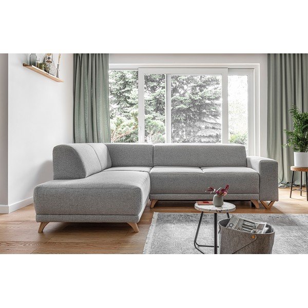 Világosszürke kinyitható-tárolóhelyes sarokkanapé (bal oldali-L alakú) Classy Sophie – Miuform-image-1