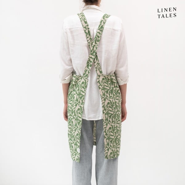 Len kötény Evergreen Damask – Linen Tales-image-1