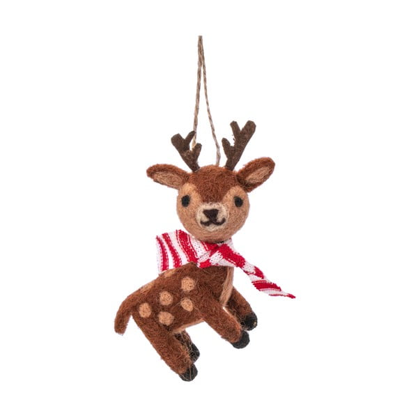Gyapjú kézzel készített karácsonyfadísz 12 cm Reindeer – Sass & Belle