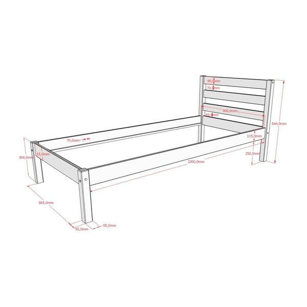Natúr színű borovi fenyő gyerekágy ágyrács nélkül 90x200 cm Pino – Vipack-image-2