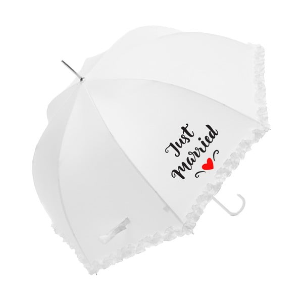 Just Married fehér esküvői esernyő, ⌀ 90 cm