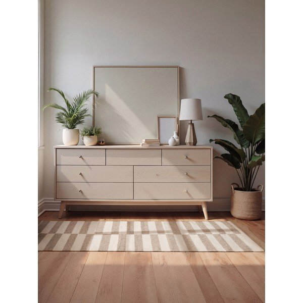 Fehér-világosbarna kétoldalas-kézi szövésű gyapjú szőnyeg 80x150 cm Vika – Hanse Home-image-1