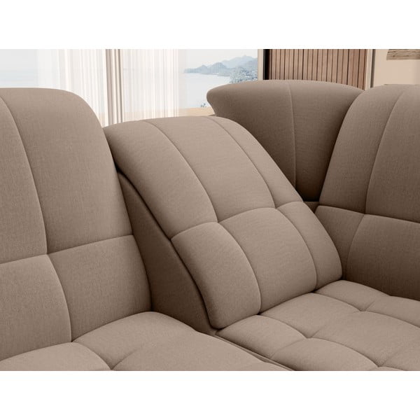 Barna bársony kinyitható-tárolóhelyes sarokkanapé (jobb oldali-L alakú) Sado – ELTAP-image-1