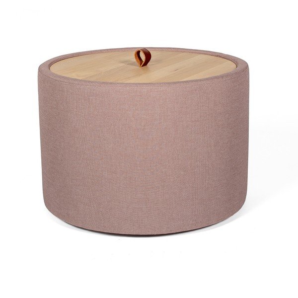 Ibisco világos rózsaszín tárolóasztal, levehető tölgyfa asztallappal, ⌀ 56 cm - Askala-image-4