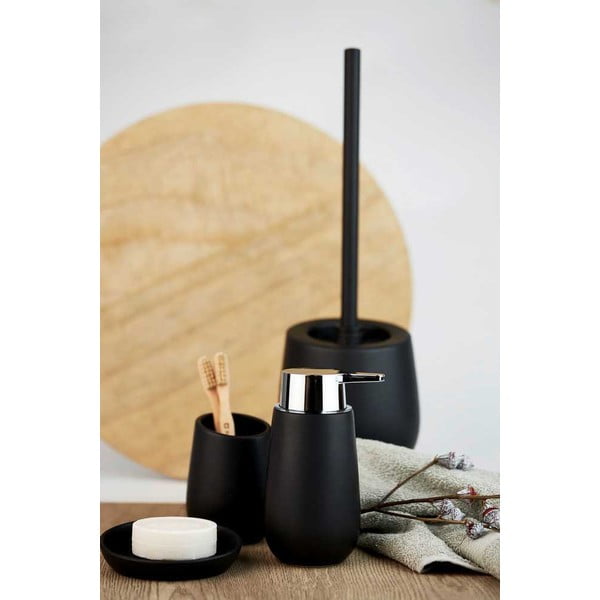 Matt fekete kerámia WC-kefe Badi – Wenko-image-2