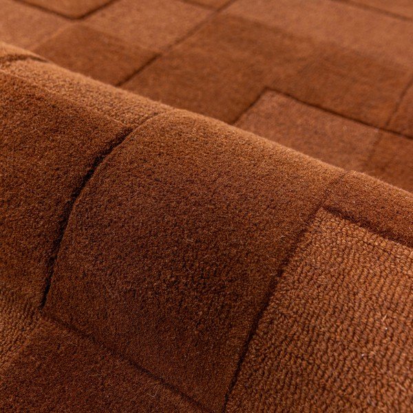 Terrakotta színű kézi szövésű gyapjú szőnyeg 120x170 cm Checkerboard – Flair Rugs-image-4