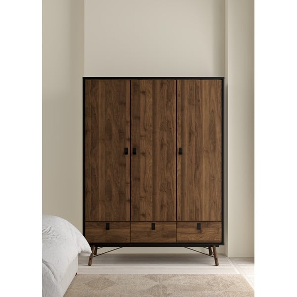 Ry fekete-barna ruhásszekrény diófa dekorral 150x200 cm - Tvilum-image-1