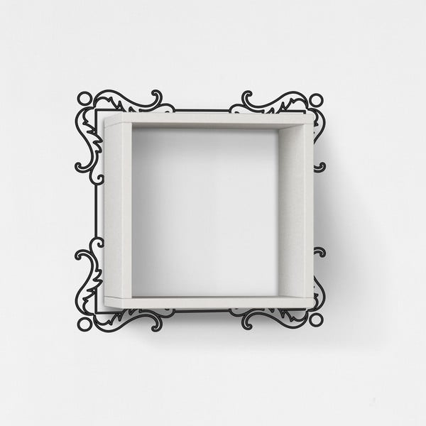 Frame fekete-fehér fali polc, dekormatricával
