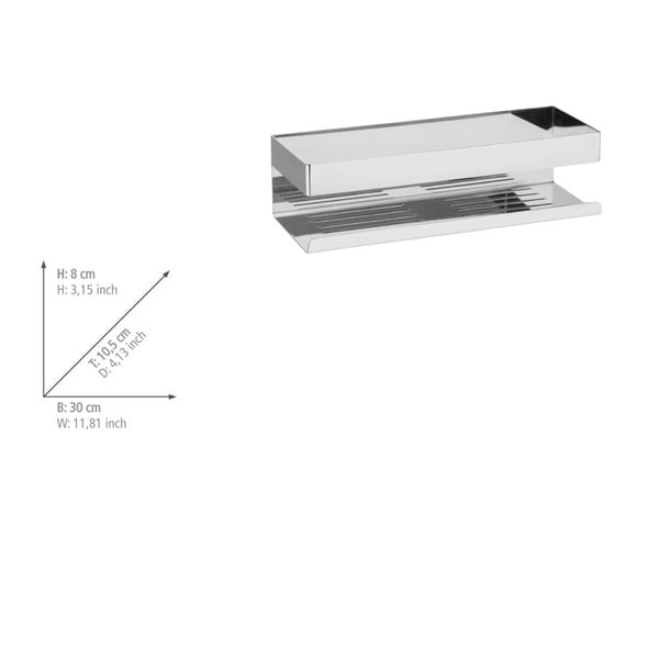 Fényes ezüstszínű öntapadós rozsdamentes acél fürdőszobai polc Genova – Wenko-image-2