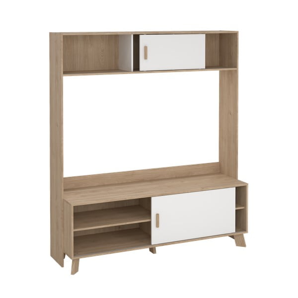 Fehér-natúr színű nappali bútor szett tölgyfa dekorral 159x181x48 cm Ikast – Tvilum-image-4