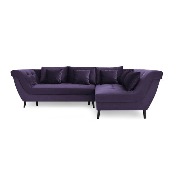 Real lila négyszemélyes kinyitható kanapé, jobb oldali kivitel - Bobochic Paris