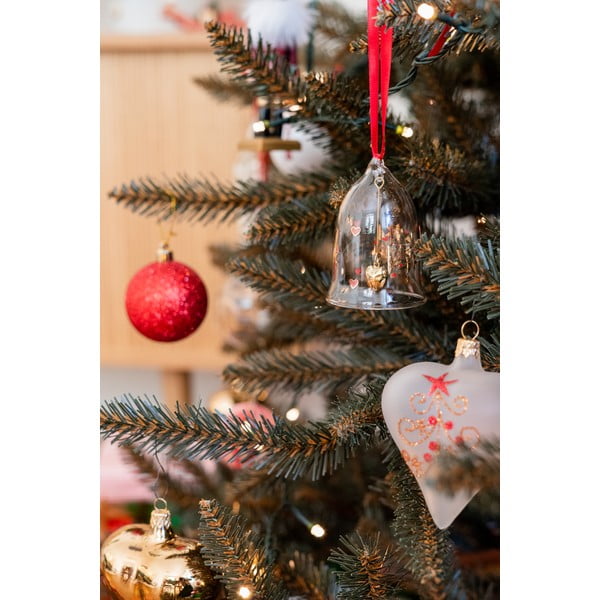 3 db-os fehér üveg szívalakú karácsonyi dísz készlet - Ego Dekor-image-1
