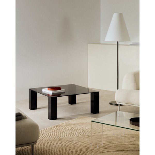 Sötétszürke üveg dohányzóasztal 85x85 cm Adularia – Kave Home-image-1