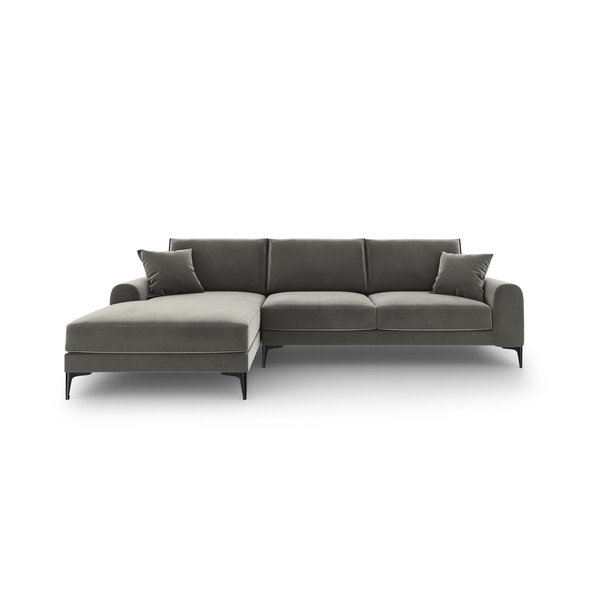 Madara világosszürke bársony sarokkanapé, bal oldali - Mazzini Sofas-image-2