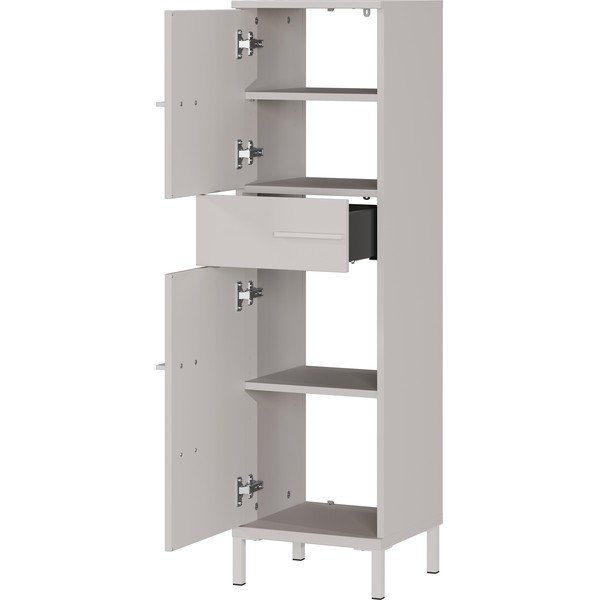 Krémszínű matt magas-keskeny fürdőszoba szekrény 34x123 cm Laurino – Germania-image-2