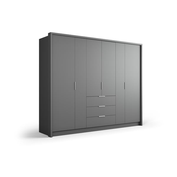Szürke ruhásszekrény 255x217 cm Wells - Cosmopolitan Design-image-2