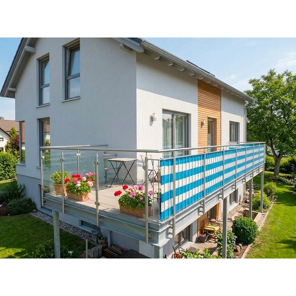 Fehér-kék műanyag belátásgátló erkélyre 500x90 cm – Garden Pleasure