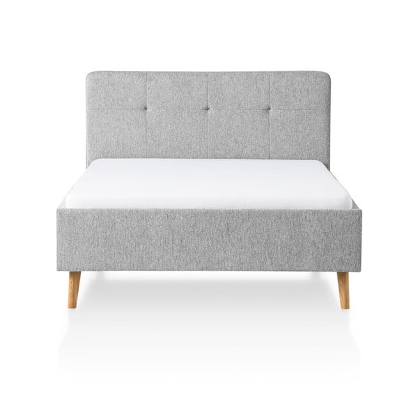 Világosszürke kárpitozott franciaágy ágyrács nélkül 140x200 cm Smart – Meise Möbel-image-3