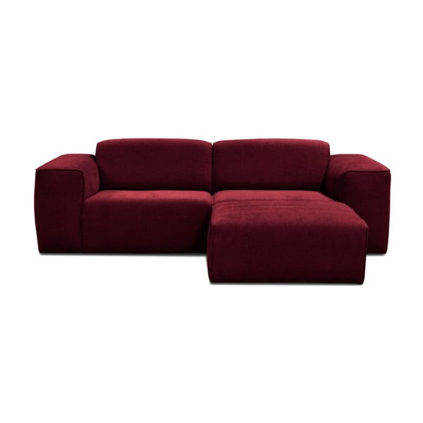 Phoenix piros háromszemélyes kanapé, puffal - Cosmopolitan design