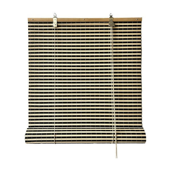 Fekete-natúr színű bambusz roló 100x160 cm Vela – Gardinia