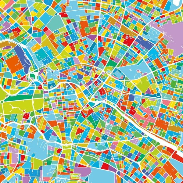 Maps Berlin fali kép, 60 x 60 cm