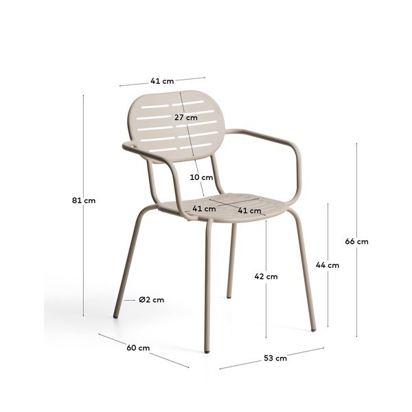 Szürkésbarna fém kerti szék Brai – Kave Home-image-4