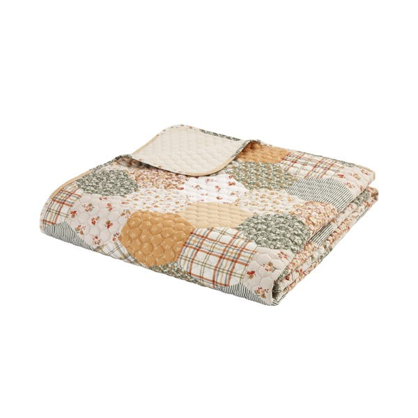 Sárga-bézs steppelt ágytakaró 220x230 cm Floral Patchwork – Catherine Lansfield-image-2