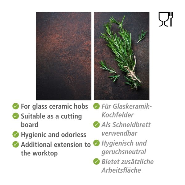 Edzett üveg tűzhely fedőlap szett 2 db-os 52x30 cm Rosemary – Allstar-image-2