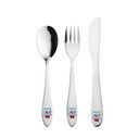 Ezüstszínű rozsdamentes acél gyerek evőeszköz készlet 3 db-os – Orion