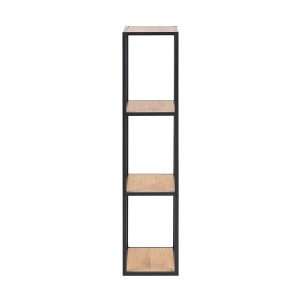Fekete-natúr színű fali könyvespolc tölgyfa dekorral 37x108 cm Seaford – Actona-image-3