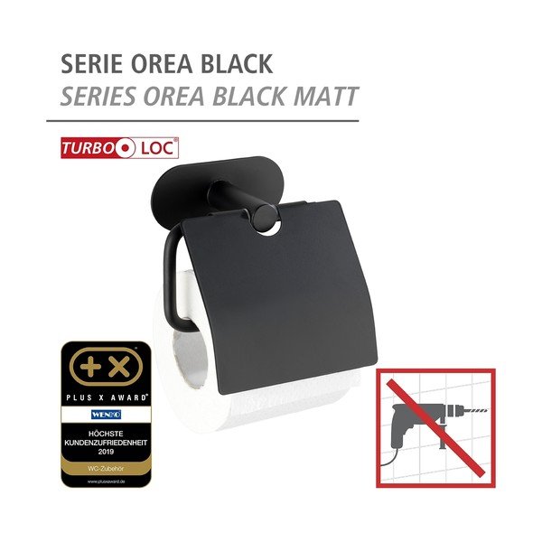 Orea fekete falra szerelhető WC-papír tartó - Wenko-image-3