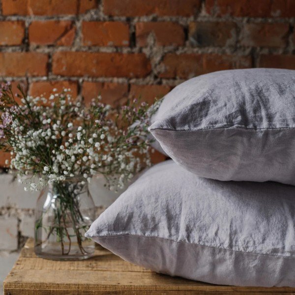 Len párnahuzat 80x80 cm Light Grey – Linen Tales-image-2