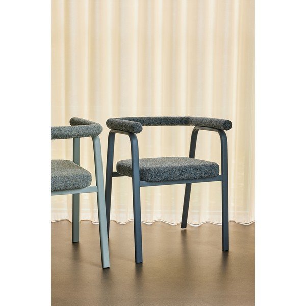 Szürke kárpitozott karfás étkezőfotel szett 2 db-os Ecto – Hübsch-image-1