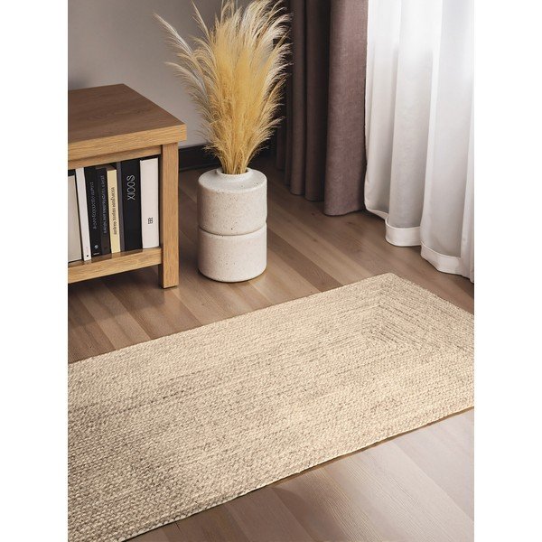 Krémszínű kétoldalas-kézi szövésű juta futószőnyeg 80x200 cm Juno – Hanse Home-image-1