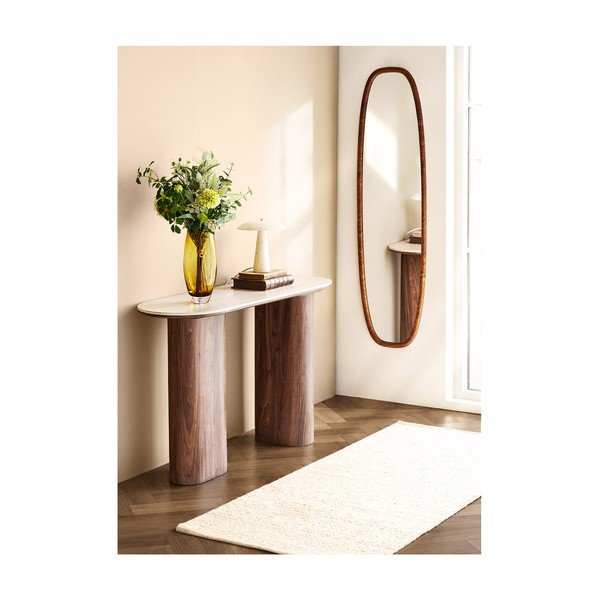 Bézs-sötétbarna konzolasztal kerámia asztallappal 40x120 cm Delphi – House Nordic-image-2