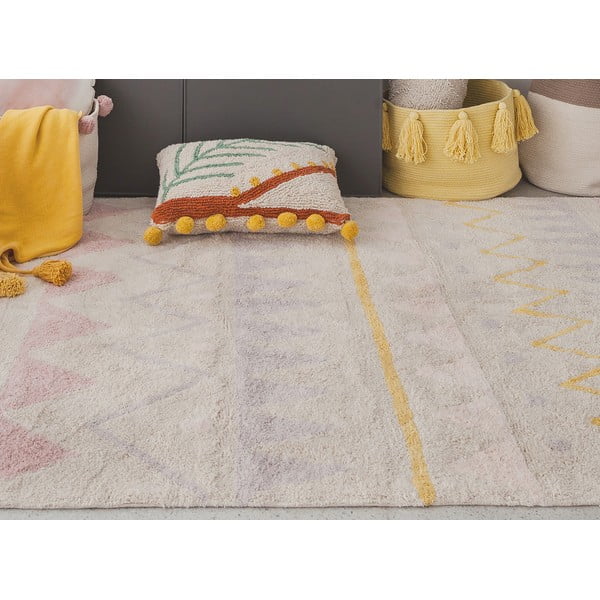 Rózsaszín-krémszínű mosható kézi szövésű pamut gyerek szőnyeg 140x200 cm Azteca Vintage Nude – Lorena Canals-image-4