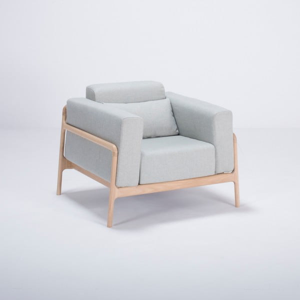 Fawn tölgyfa fotel kékesszürke szövet ülőrésszel - Gazzda-image-2