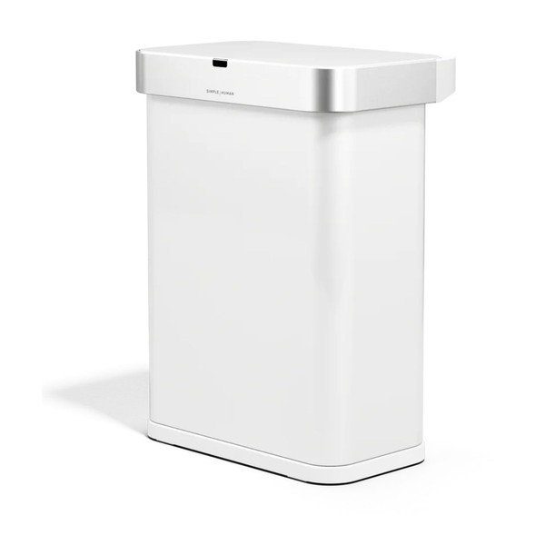 Matt fehér acél érintésmentes szemetes 58 l Sensor – simplehuman-image-2