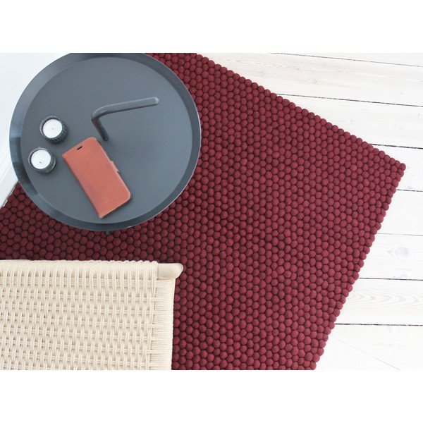 Ball Rugs sötét cseresznyeszínű gyapjú golyószőnyeg, 120 x 180 cm - Wooldot-image-2