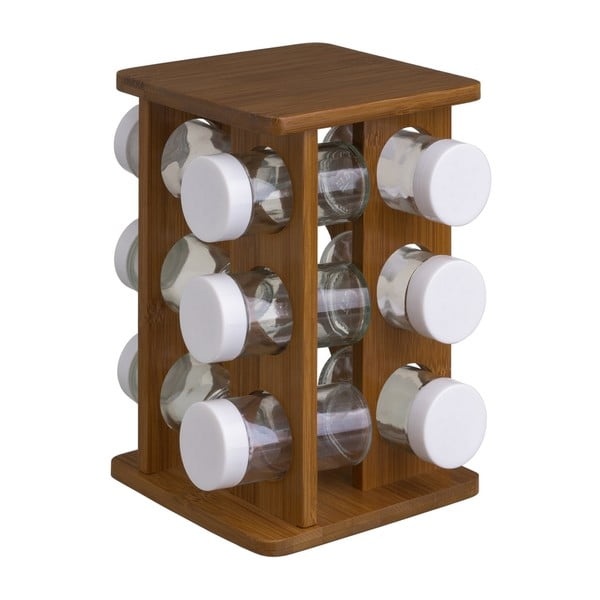 Fűszertartó készlet 12 db-os állvánnyal Bamboo Walnut – Casa Selección