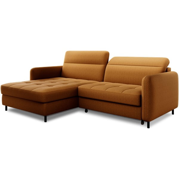 Sárga bársony kinyitható-tárolóhelyes sarokkanapé (bal oldali-heverő résszel) Gomsi – ELTAP-image-2