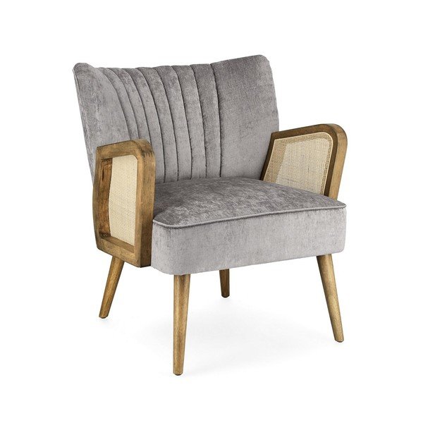 Szürke bársony fotel Virna – Bizzotto